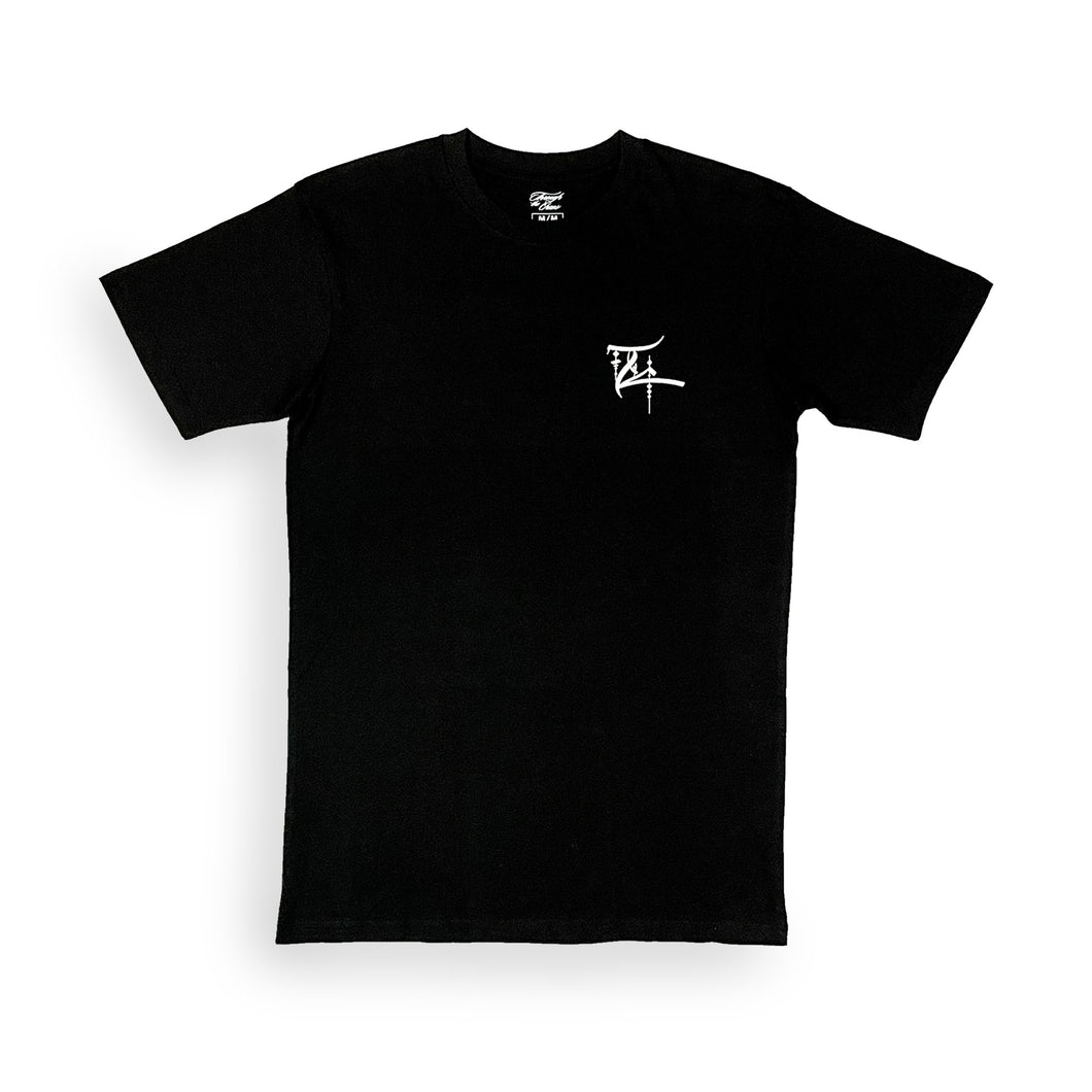 THROUGH THE CHAOS LONG BLACK CREW T SHIRT