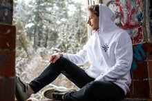 Load image into Gallery viewer, THROUGH THE CHAOS PREMIUM LONG WHITE PULLOVER HOODIE
